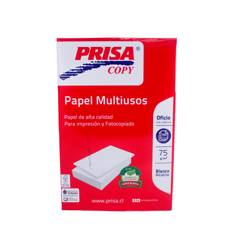 PAPEL FOTOCOPIA OFICIO RESMA 500 HOJAS PRISA
