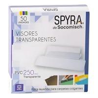 VISORES TRANSPARENTES PORTALEYENDA 50UN. PVC250 MIC. P/CARPETAS COLGANTES SPYRA