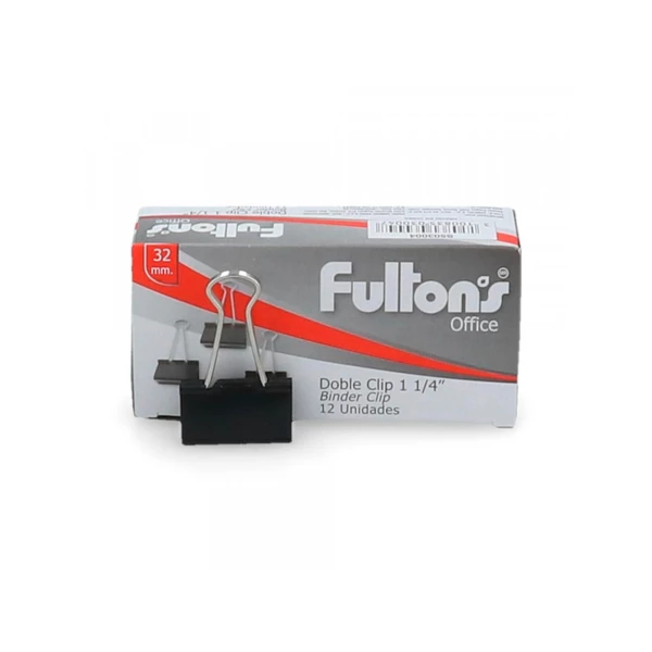 CAJA CLIPS DOBLE NEGRO 12UN 32MM 1 1/4