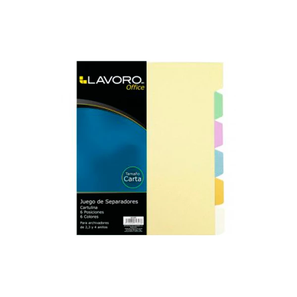 SEPARADOR CARTA 6 POSIC. VINIL COLOR
