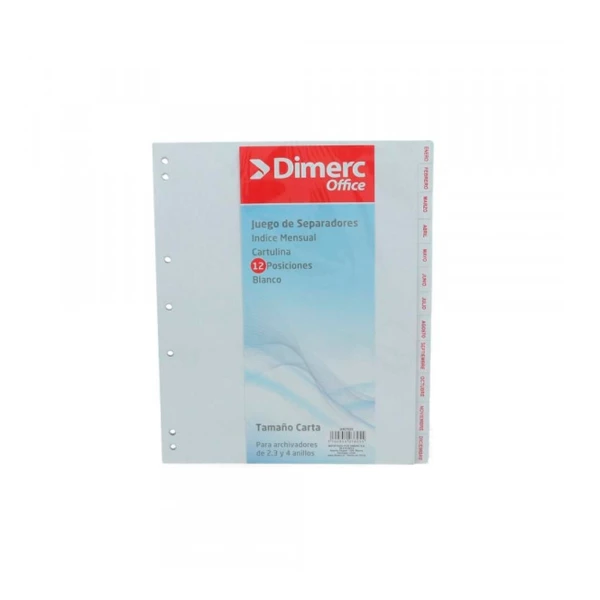 SEPARADOR CARTA CARTA INDICE MENSUAL CARTULINA