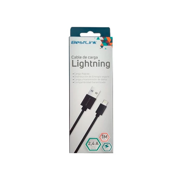 CABLE CARGADOR LIGHTNING A USB/1MT BL-CH0200B/NEGRO/300281 BESTLINK