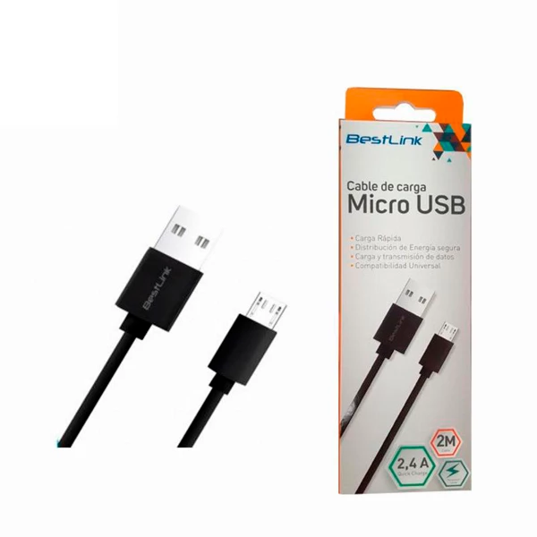 CABLE CARGA/DATOS USB A MICRO USB NEGRO 2MT/BL-CH20400B/300309 BESTLINK