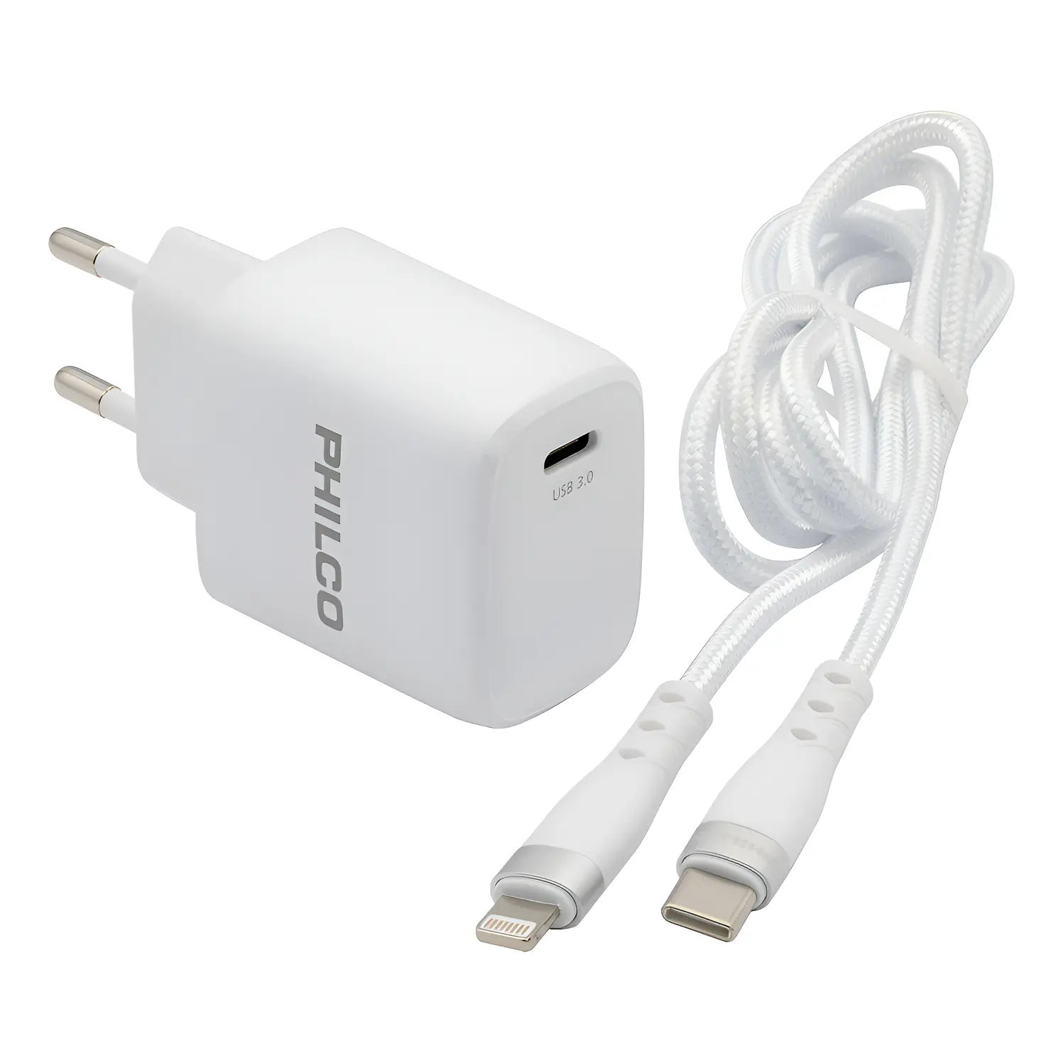 CARGADOR RAPIDO PARED USB-C A LIGHTNING 1,0MT/QC624