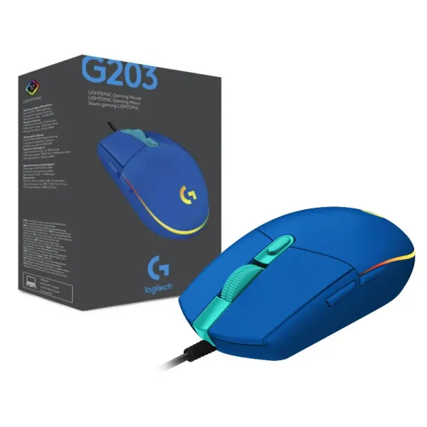Mouse Gamer G203 LIGHTSYNC - Ratón - óptico - 6 botones - cableado - USB - azul