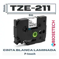 CINTA TZE-211/6MMX8M BLACK ON WHITE