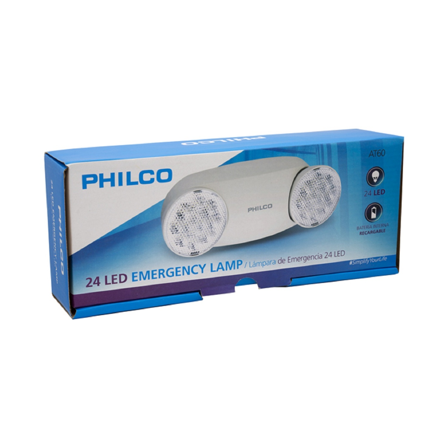 LAMPARA DE EMERGENCIA 2 FOCOS FIJA AT60 PHILCO