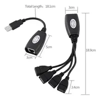 EXTENSOR USB A HUB 4 USB POR CABLE RED (RJ45). HASTA 50M