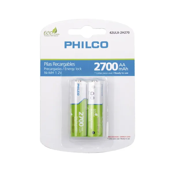 PILA RECARGABLE PACK 2UN. AA 2700 PHILCO