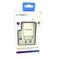 CARGADOR RAPIDO PARED USB 3.0 A USB-C 1,0M/QC619 PHILCO