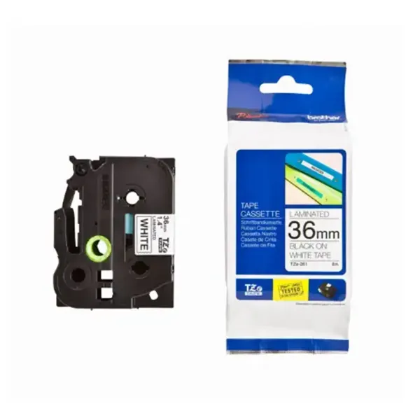 CINTA 36MM X 8M NEGRO S/ BLANCO TZE-S261 BROTHER