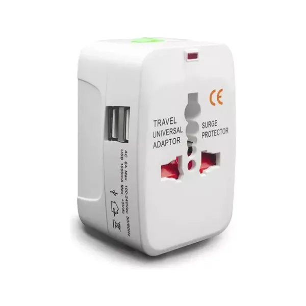 ADAPTADOR UNIVERSAL P/VIAJE + 2USB MULTIMARCA