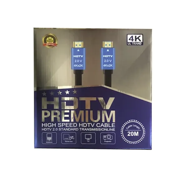 CABLE HDMI A HDMI 20 MT MACHO-MACHO FLAT HDTV 1.4V/1080P/10.2 Gbps