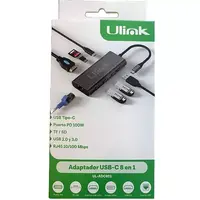 ADAPTADOR MULTIPUERTO USB-C 8EN 1 USB2.0-3.0-C/PD/SD/TF/LAN/HDMI ULINK