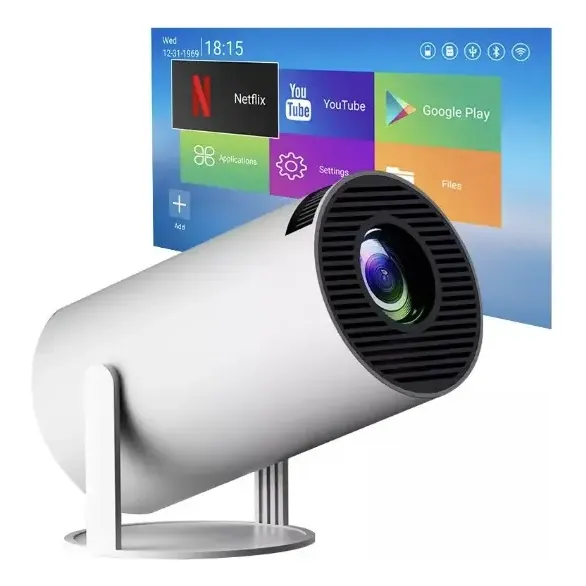 MINI PROYECTOR PORTATIL 120" HD WIFI DUAL ANDROID9 BLANCO
