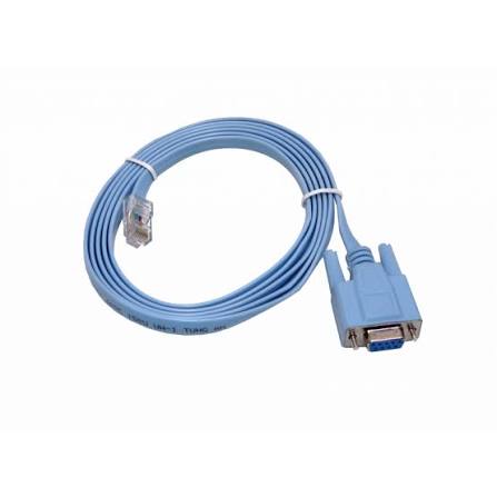 CABLE RJ45 MACHO A DB9 HEMBRA 1,8 MTS p/puerto RS232 Plano/celeste