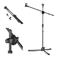 ATRIL PARA MICROFONO. PEDESTAL 80cm a 140cm con Boom Ajustable Color Negro.