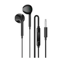 AUDIFONO ALAMBRICO IN-EAR C/MICROFONO NEGRO PLUG 3.5mm 1,2mt 