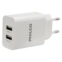 CARGADOR DE MURO PARA CELULAR USB C 2.1A DOBLE  CON CABLE TIPO C 10W/ R2109 