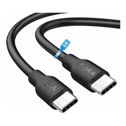 CABLE CARGA/DATOS USB-C A USB-C 3A 1MT NEGRO CAB252N 1HORA