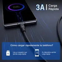 CABLE CARGA/DATOS USB-C A USB-C 3A 1MT NEGRO CAB252N 1HORA