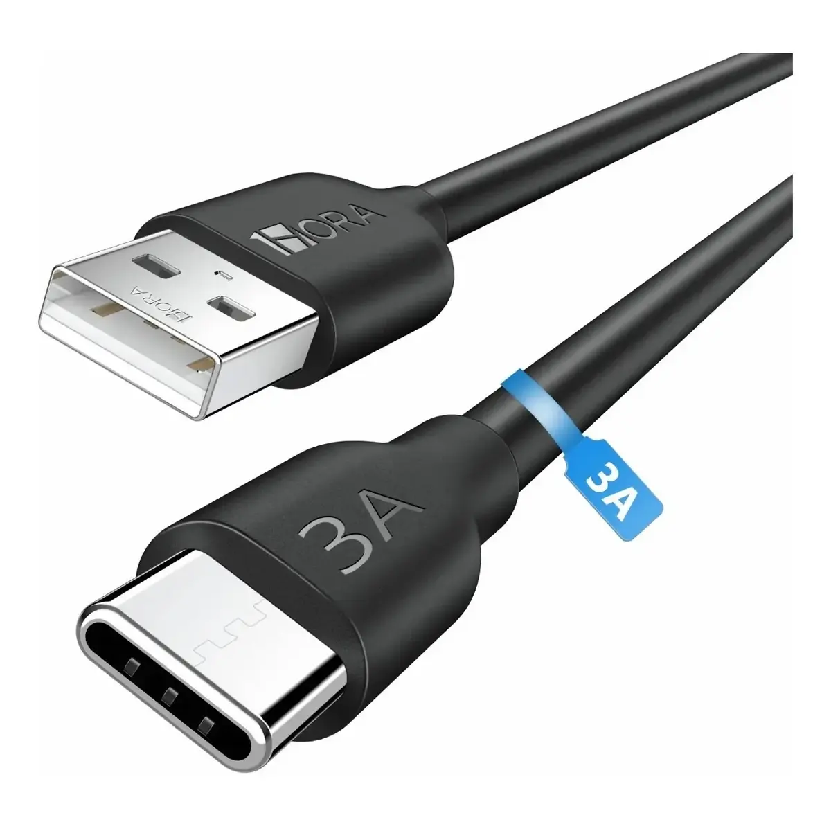 CABLE CARGA/DATOS USB-A 2.0 A USB-C 3A 1MT NEGRO CAB251N 1HORA