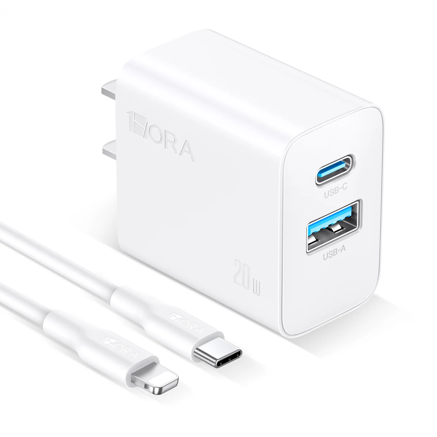 CARGADOR DUAL 20W USB-A + USB-C 3A C/CABLE-C 1MT GAR162W BLANCO 1HORA