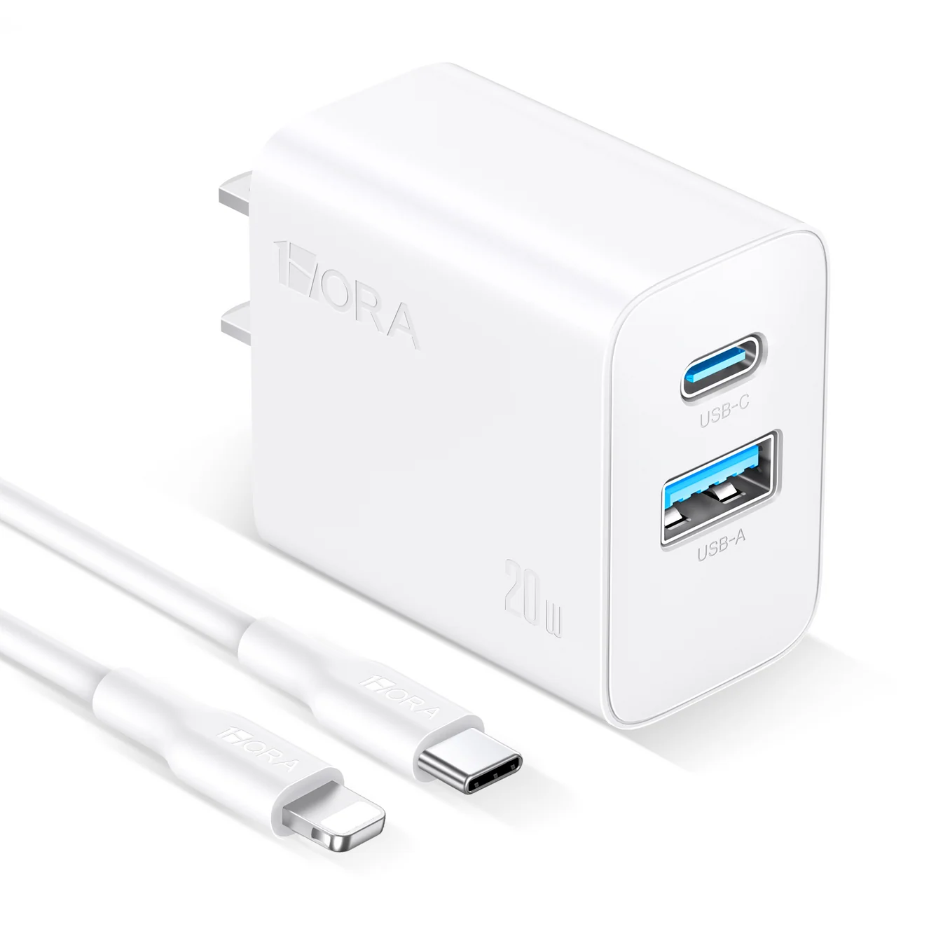 CARGADOR 20W/3A DUAL USB-A/USB-C + CABLE LIGHTNING/USB-C GAR163W BLANCO
