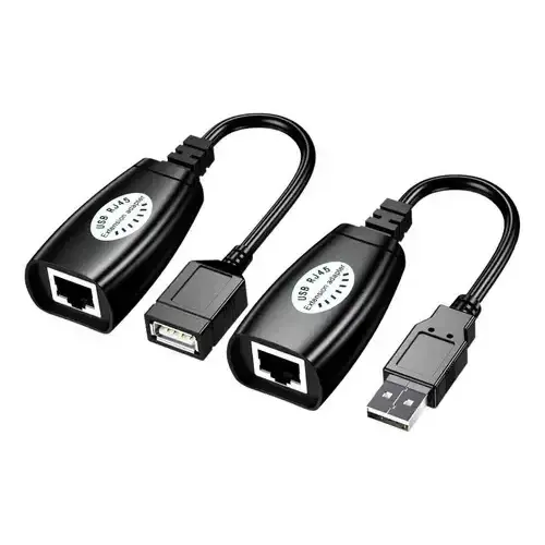 EXTENSOR USB A  MACHO A USB HEMBRA POR CABLE RED (RJ45). HASTA 45M