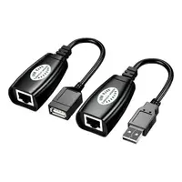 EXTENSOR USB A  MACHO A USB HEMBRA POR CABLE RED (RJ45). HASTA 45M