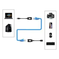 EXTENSOR USB A  MACHO A USB HEMBRA POR CABLE RED (RJ45). HASTA 45M