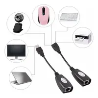 EXTENSOR USB A  MACHO A USB HEMBRA POR CABLE RED (RJ45). HASTA 45M