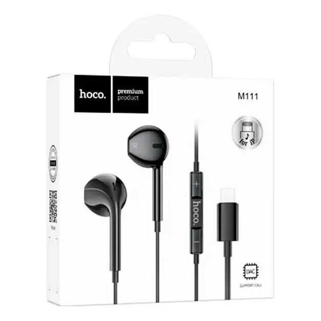 AUDIFONO CON MIC. ALAMBRICO LIGHTNING M111 PRO NEGRO HOCO