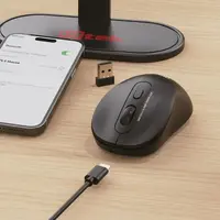 MOUSE INALAMBRICO RECARGABLE USB-C 2,4HZ + BT NEGRO UT-MO750R UTEK