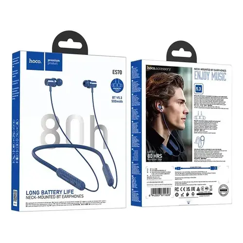AUDIFONO BLUETOOTH V5.4 NECK-MOUNTED EARPHONES ES74 MAGNETIC AZUL 