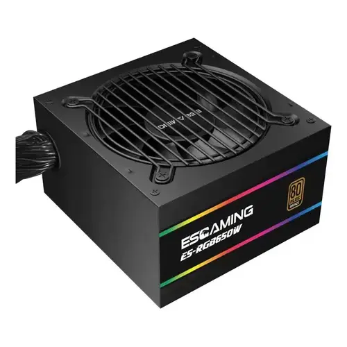FUENTE PODER 650W/80 PLUS BRONZE CERTIFICADA ES-RGB650W ESGAMING