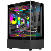 GABINETE GAMER H60-BK / 5 FAN ARGB/ 1 FAN TRASERO/ 2 ARRIBA/ 2 ABAJO/ M-ATX/ ITX/ USB 3.0/USB 2.0/AUDIO/ C REMOTO SIN FUENTE