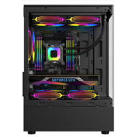 GABINETE GAMER H60-BK / 5 FAN ARGB/ 1 FAN TRASERO/ 2 ARRIBA/ 2 ABAJO/ M-ATX/ ITX/ USB 3.0/USB 2.0/AUDIO/ C REMOTO SIN FUENTE