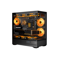 GABINETE GAMER BK01 ATX BLACK ARGB (6 FAN)  2 FAN MB/ 3 FAN ABAJO, 1 FAN TRASERO S/ FUENTE