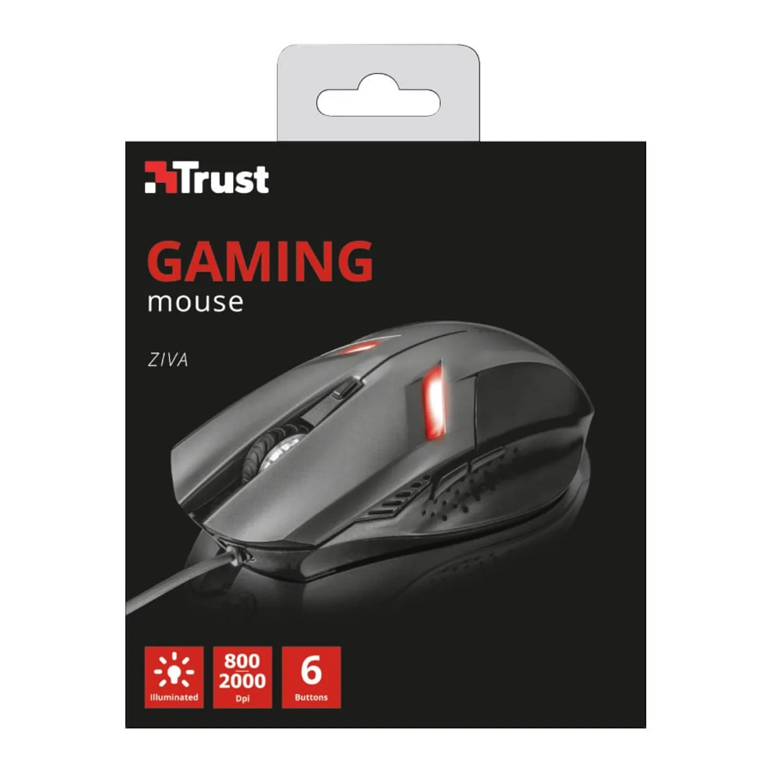 MOUSE ALAMBRICO USB OPTICO GAMING ZIVA (21512) 6 BOTONES/2000DPI TRUST