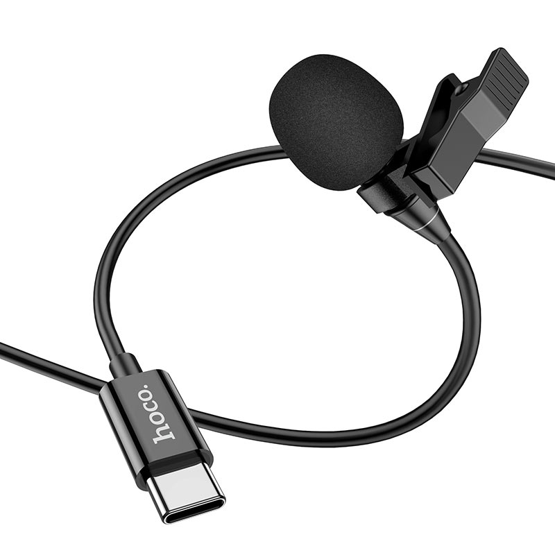 MICROFONO ALAMBRICO LAVALIER USB TIPO C L14 2MT NEGRO HOCO
