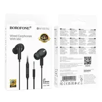AUDIFONO ALAMBRICO IN-EAR C/MICROFONO NEGRO PLUG 3.5 mm  1,2 m BM100 PRO