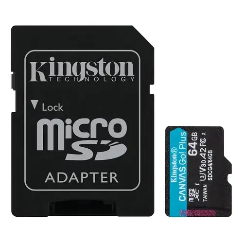 MEMORIA FLASH SDXC MICRO C/ADAP. SDCG4/64GB/200MBs V30 A2 KINGSTON