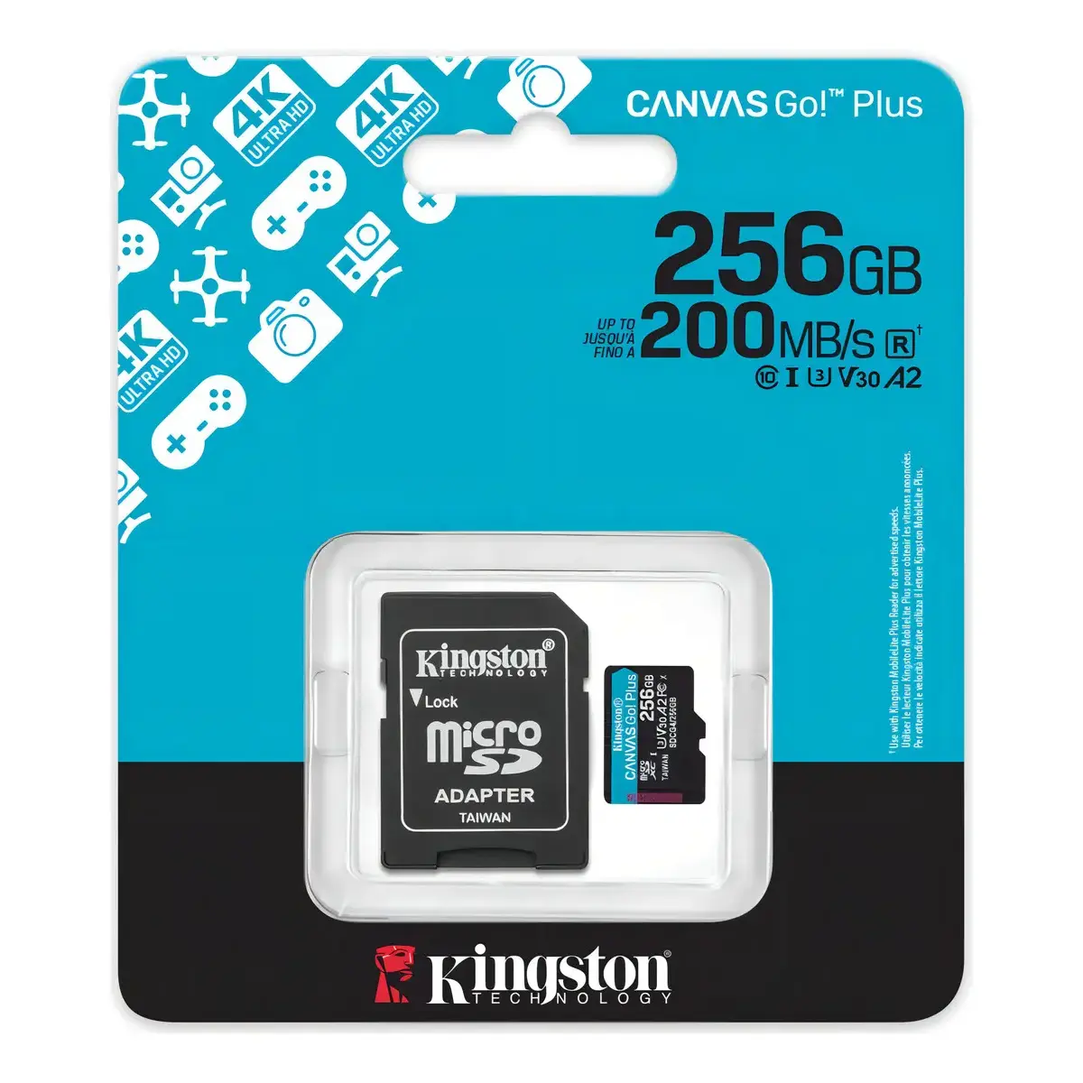 MEMORIA FLASH SD MICRO C/ADAP. SDCG4/256GB/200MBs V30 A2 KINGSTON