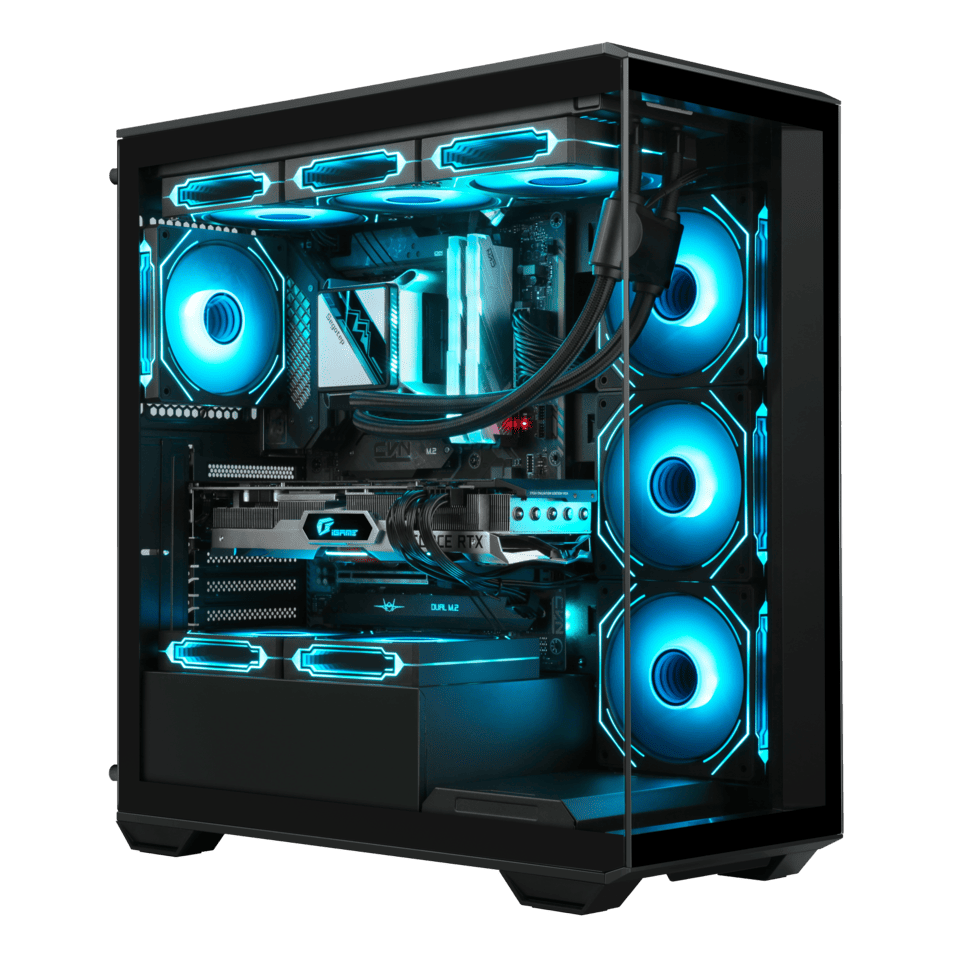 GABINETE GAMER GILGAMESH(K6-BK) ATX BLACK ARGB (6 FAN)  3 FAN MB/ 2 FAN ABAJO, 1 FAN TRASERO S/ FUENTE