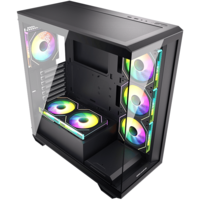 GABINETE GAMER GILGAMESH(K6-BK) ATX BLACK ARGB (6 FAN)  3 FAN MB/ 2 FAN ABAJO, 1 FAN TRASERO S/ FUENTE