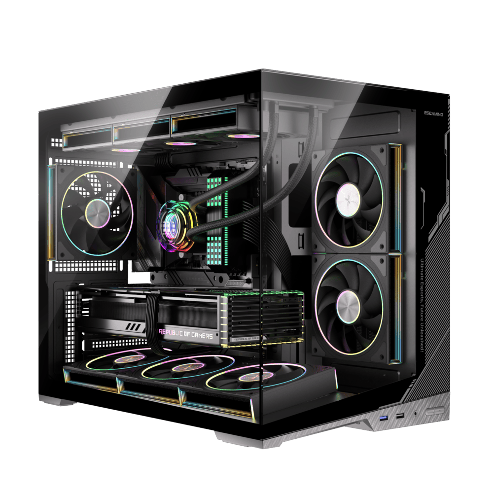 GABINETE GAMER ZERO MATX BLACK ARGB (6 FAN)  2 FAN MB/ 3 FAN ABAJO, 1 FAN TRASERO S/ FUENTE/ USB 3.0