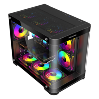 GABINETE GAMER VIPER MATX BLACK ARGB (5 FAN)  2 FAN MB/ 2 FAN ABAJO, 1 FAN TRASERO S/ FUENTE/ USB 3.0/ USB C