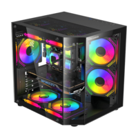GABINETE GAMER REBEL MATX BLACK ARGB (5 FAN)  2 FAN MB/ 2 FAN ABAJO, 1 FAN TRASERO S/ FUENTE/ USB 3.0/ USB C