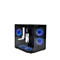 GABINETE GAMER REBEL MATX BLACK ARGB (5 FAN)  2 FAN MB/ 2 FAN ABAJO, 1 FAN TRASERO S/ FUENTE/ USB 3.0/ USB C
